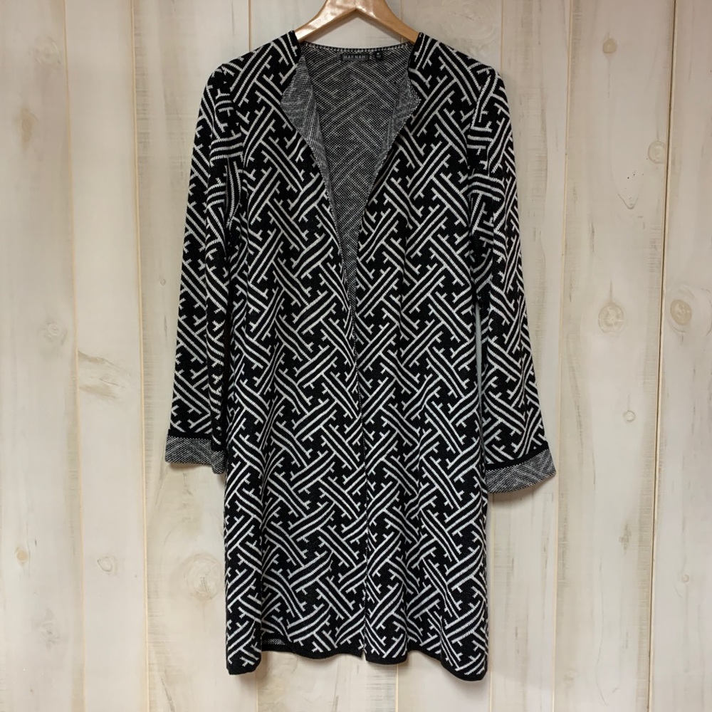 Hannah Black + White Unstructured Sweater Coat Med - Picture 1 of 5